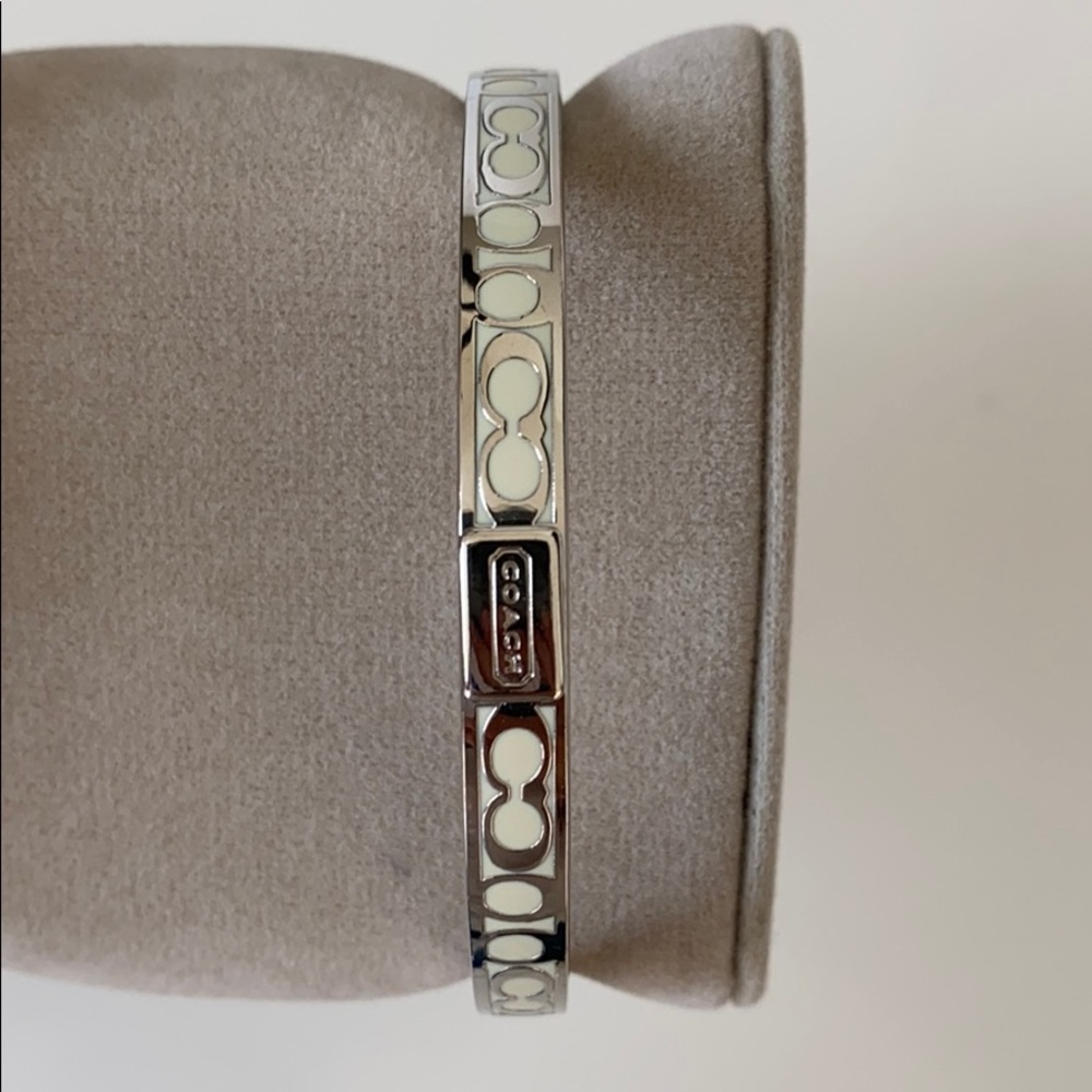 Coach silver and white logo bracelet